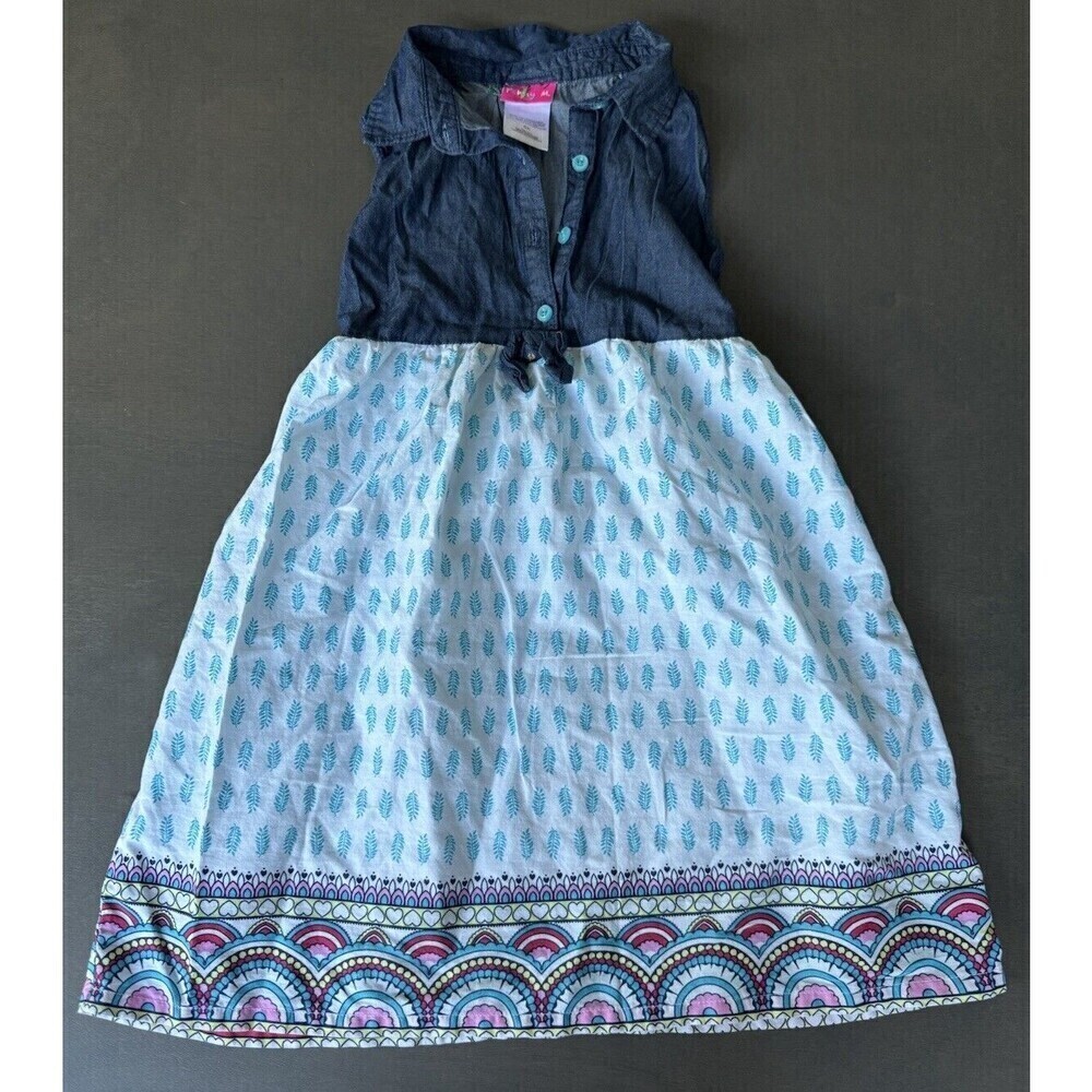 Girls Penny M dress sleeveless paisley blue front button light summer cute Sz 6x